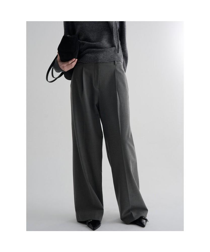 8seconds Winter Half-Banding Single-Pleat Wide Slacks Gray