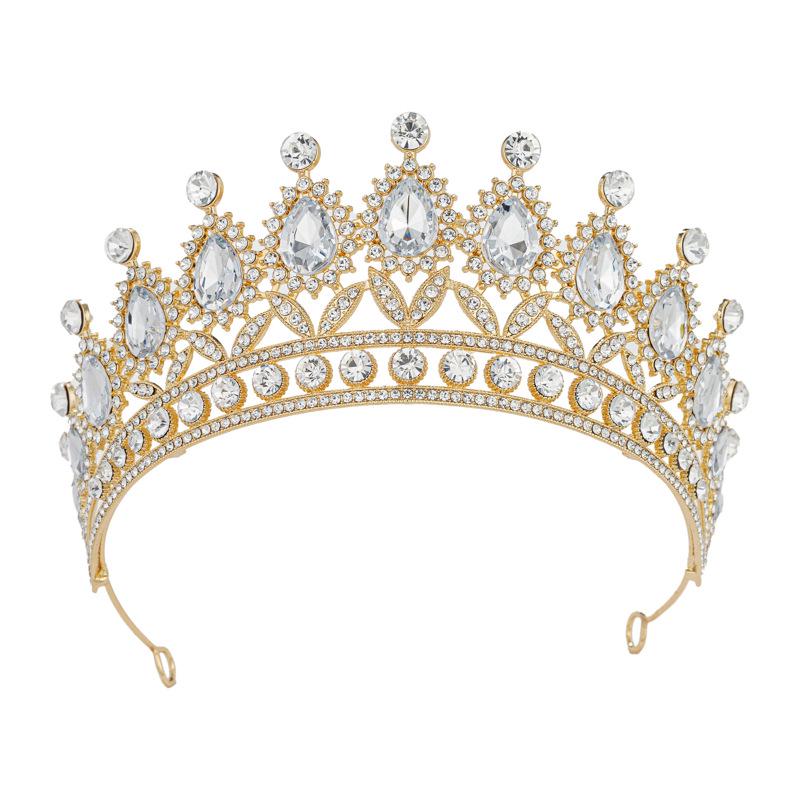 European & American Bride Rhinestone Crown Headband - Baroque Wedding & Evening Hair Accessory