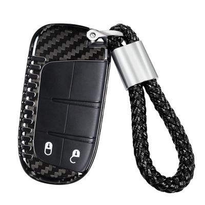 [T-carbon] Real Carbon Fiber Key Fob Cover for Jeep, Protective Key Case Compatible with Jeep Grand Cherokee, Cherokee, Renegade, Chrysler Dodge Charg