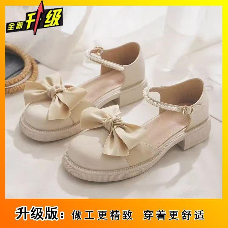 

Fashion single shoes women s matching skirt sandals women s 2025 summer hollow flat bow small leather shoes Mary Jane shoe women 40