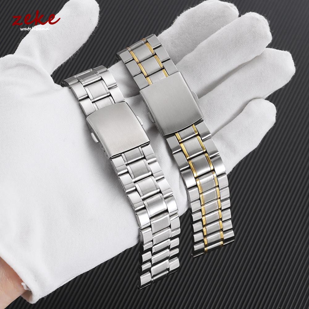 Stainless Steel Watch Band Universal Strap Folding Safety Buckle Bracelet Strap 12/14/16/18/20/22/24mm Watch Belt Accessories