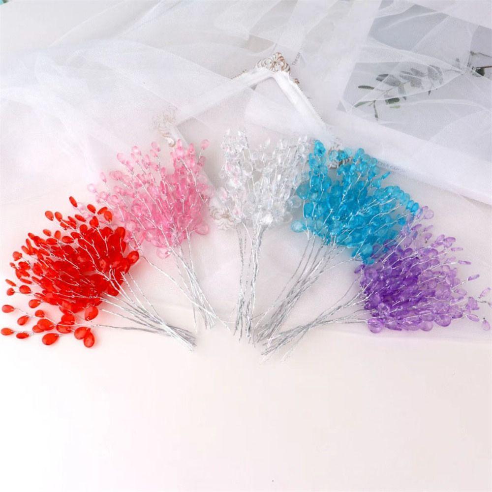 50 STÜCKE Basteldekoration Kristallknospenzweige Brauttiara Kristallblume Künstlicher Strauß Weiß