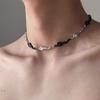 Punk Gothic Irregular Black White Wavy Folds Necklaces for Men Women Cool Hiphop Metal Collarbone Necklaces Jewelry Accessories