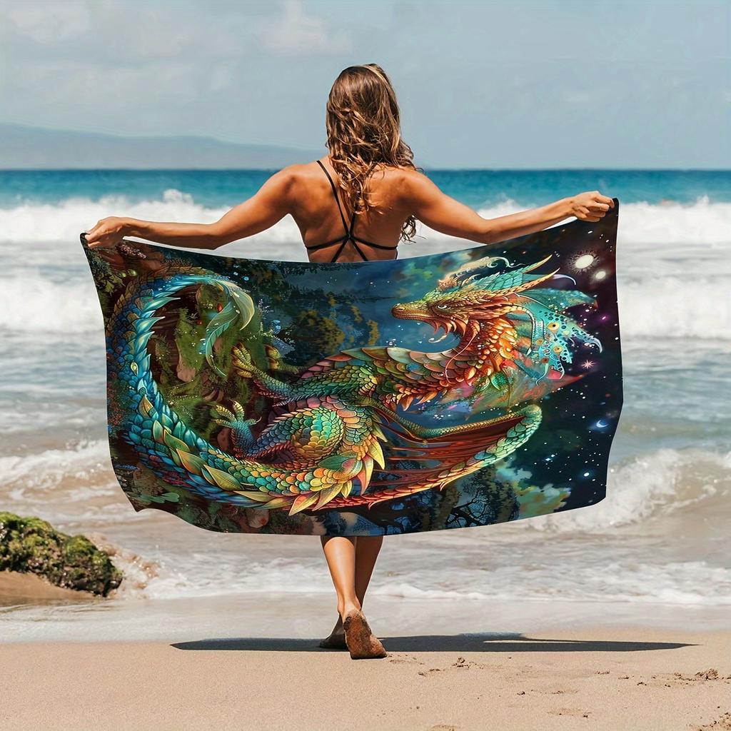 Dinosaur Bath Towel with Cute Dinosaur Dino Eggs Design Bathing, Swimming Spa High Absorbency Microfiber Beach Towel