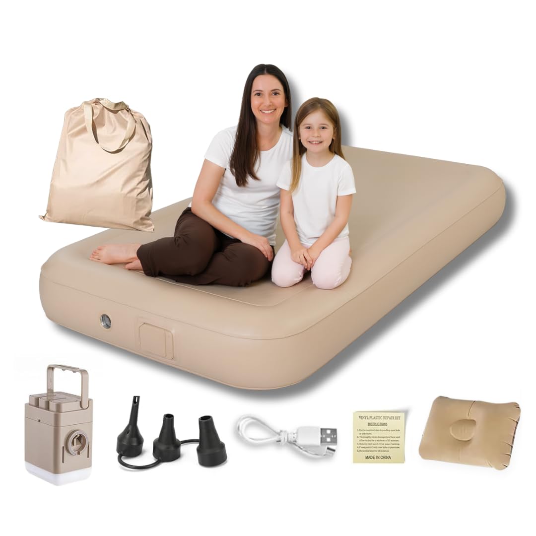 

moleon Надувной матрас Портативная кровать с электрическим насосом Идеально подходит для чрезвычайных ситуаций в автомобиле и активного отдыха USB и место для хранения Кровать/Воздух бежевый