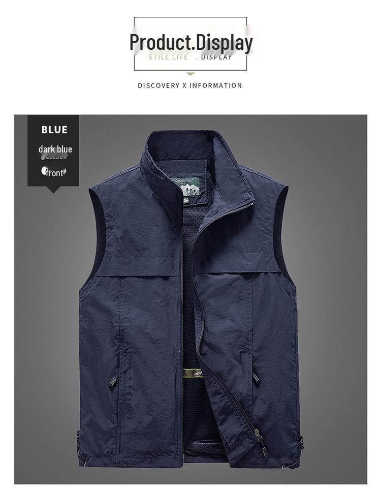 Men's Spring/Autumn Outdoor Photography Fishing Vest - Lightweight, Casual, Middle-Aged Workwear