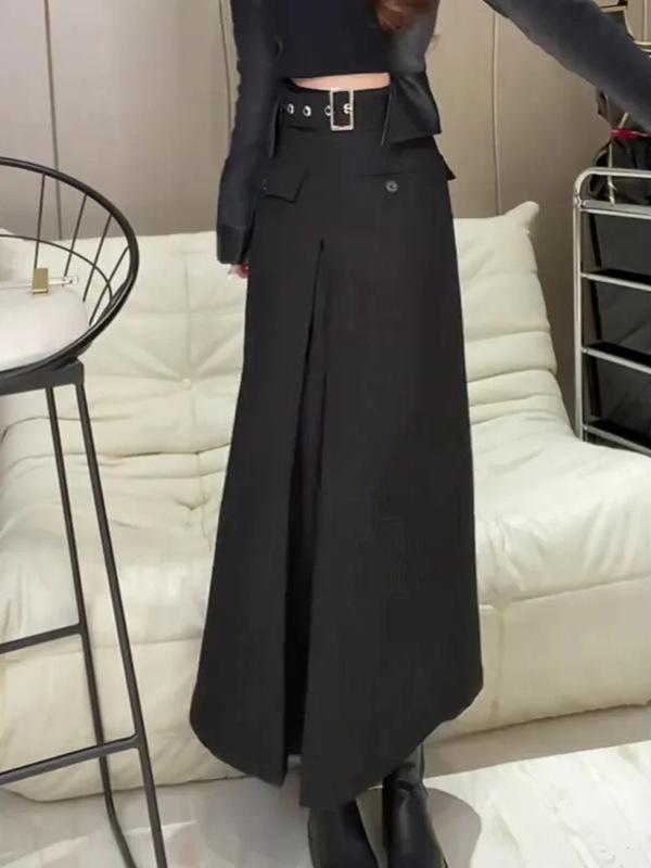 2026 Spring/Summer Women's High-Waist A-Line Midi Skirt with Modern Flare Design