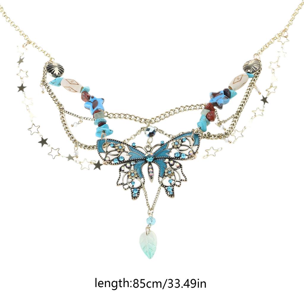 Elegant Butterfly Charm Multilayer Tassels Waist Chain Adjustable Body Chain Fashion Accessory for Parties