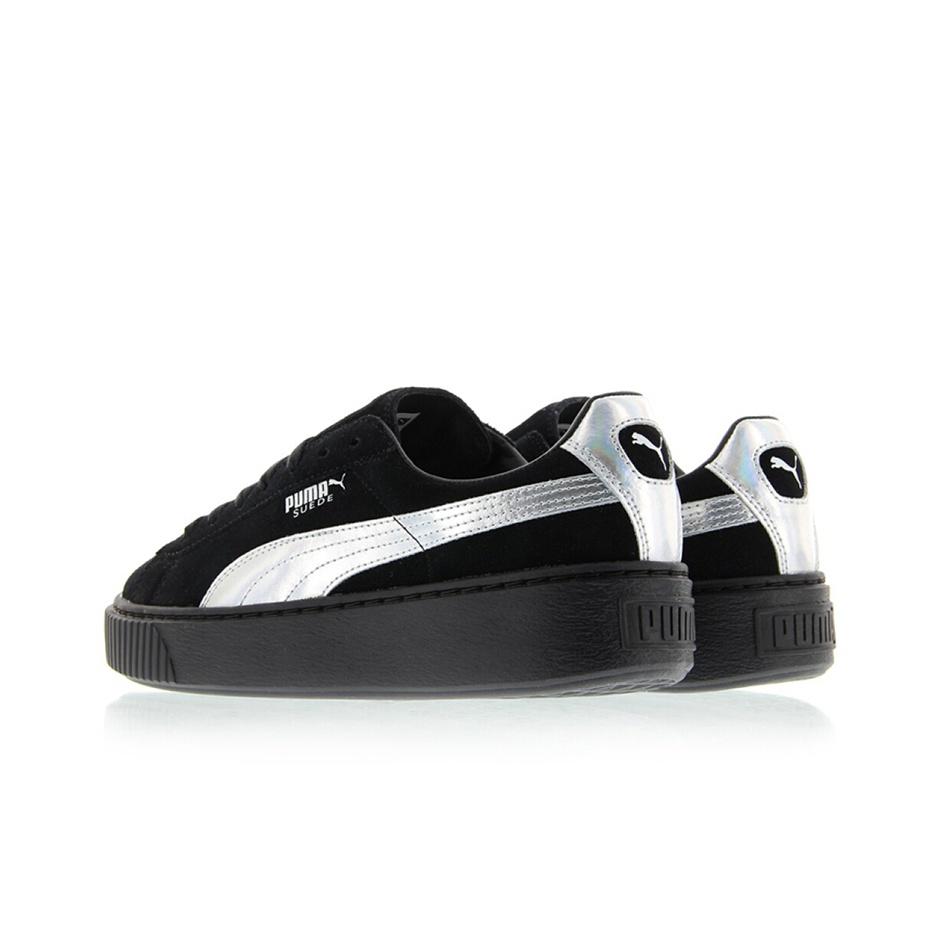 Puma Wildleder Serie Laser Low-Top Sneaker Damen Sneaker Schwarz Silber 363649-01