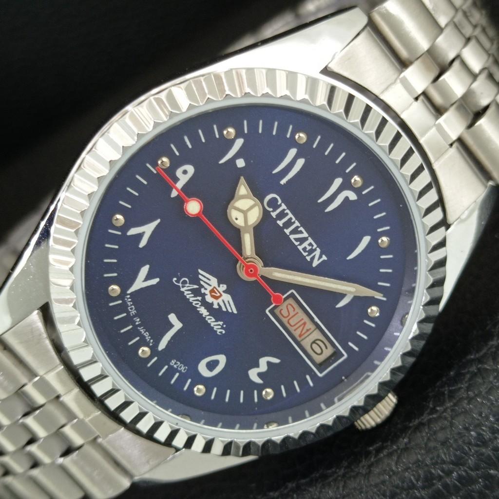 VINTAGE REFURBISHED CITIZEN AUTOMATIC 8200 JAPAN MENS BLUE DIAL WATCH a446869-1