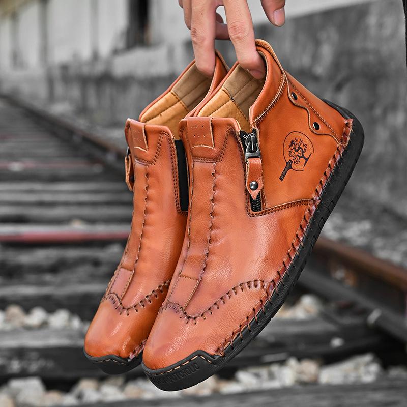 2025 autumn and winter new men's Martin boots fashion zipper handmade men's boots foreign trade large size foot boots men's