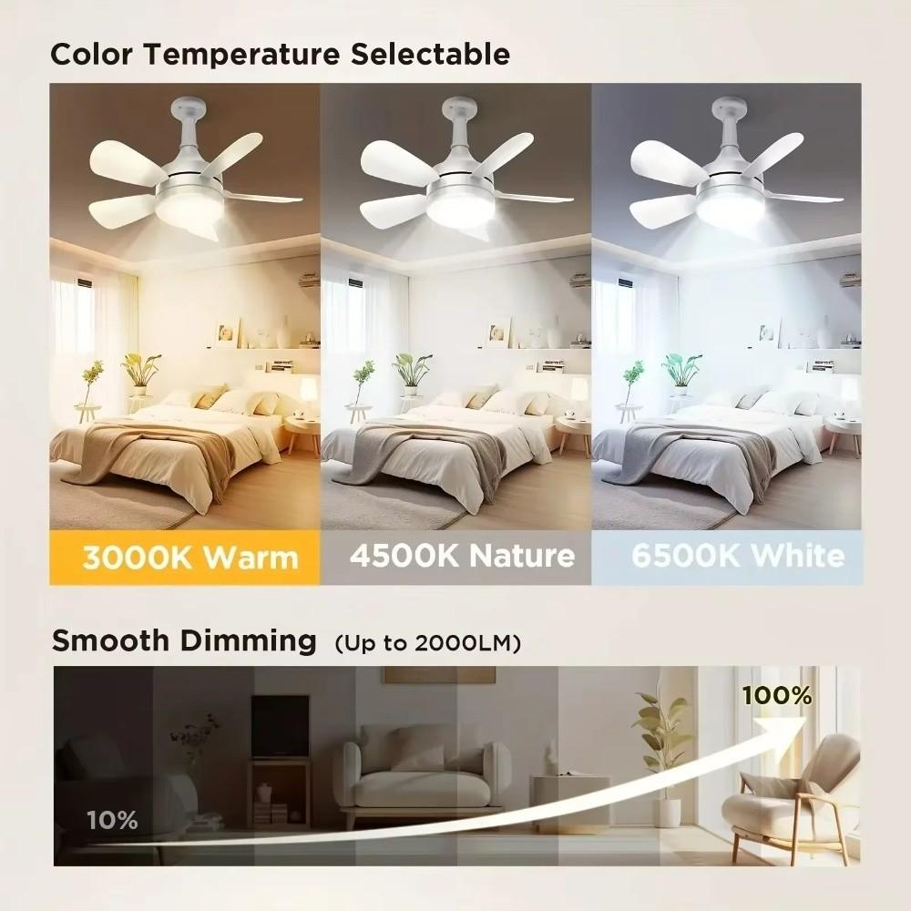 with E27 Base E27 Screw Ceiling Fan Light Mute Design 3 Color Lights Fan Home Decor