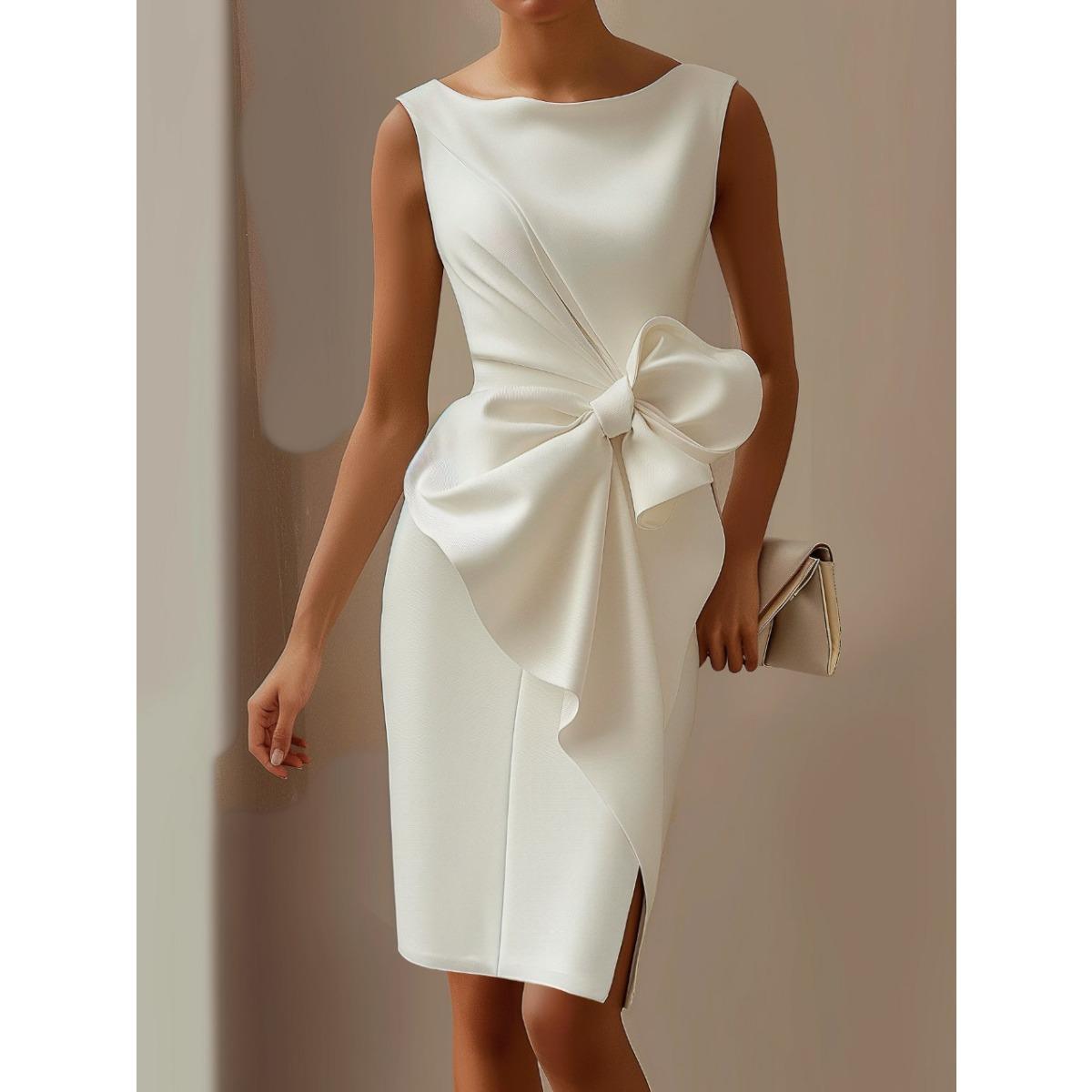 

European American Women s Bow Decor Sleeveless Mini Cocktail Party Dress Backless Evening Formal Gown Sundress For Independent Station S