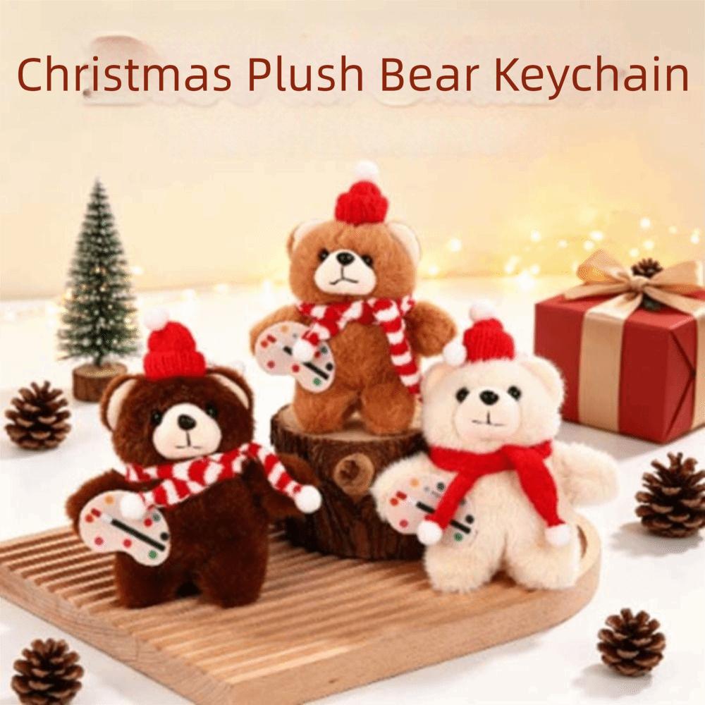 With scarf Christmas Bear Plush Toy Cartoon Animal Bear Plush Dolls Schoolbag Ornaments