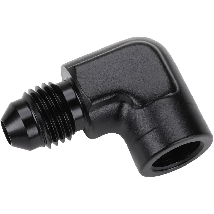 4AN Male Flare to 1/8 NPT Female 90 Degree Fitting Adapter Aluminum Black