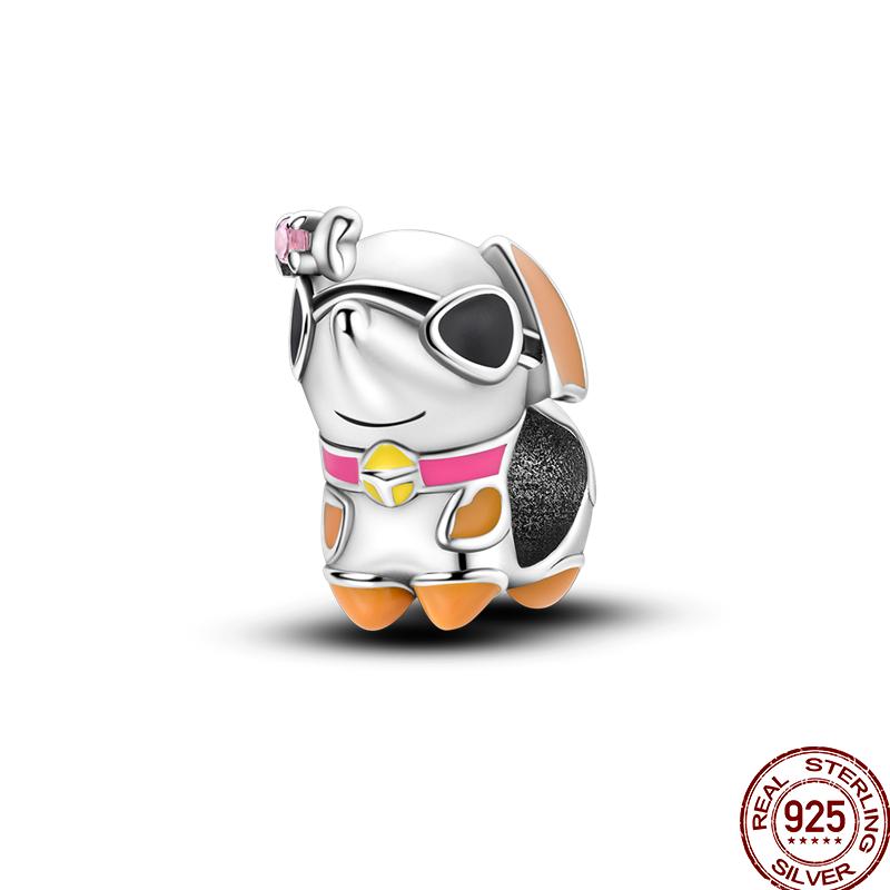 Copper Pet Animal Series Puppy And Kitten Cute Pet Lovely Charm Beads Suitable For 3Mm Original Bracelet Diy