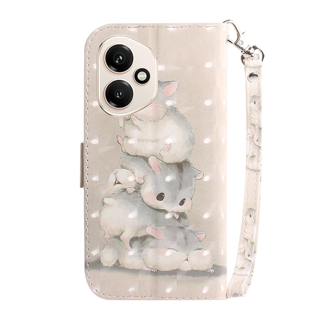 For Honor 400 5G (Global) Case Pattern Printing Leather Wallet Phone Cover with Wrist Strap