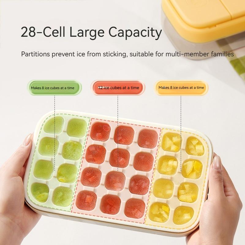 21/28 Grid Cartoon Peripheral Ice Cube Mold Press Type Quantitative Ice Tray Reusable Household Ice Making Box Kitchen Gadget