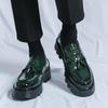 Men's Plus Size Tassel Loafers - 2024 Spring/Autumn, Thick Sole, Height-Enhancing, British Business Casual Platform Leather