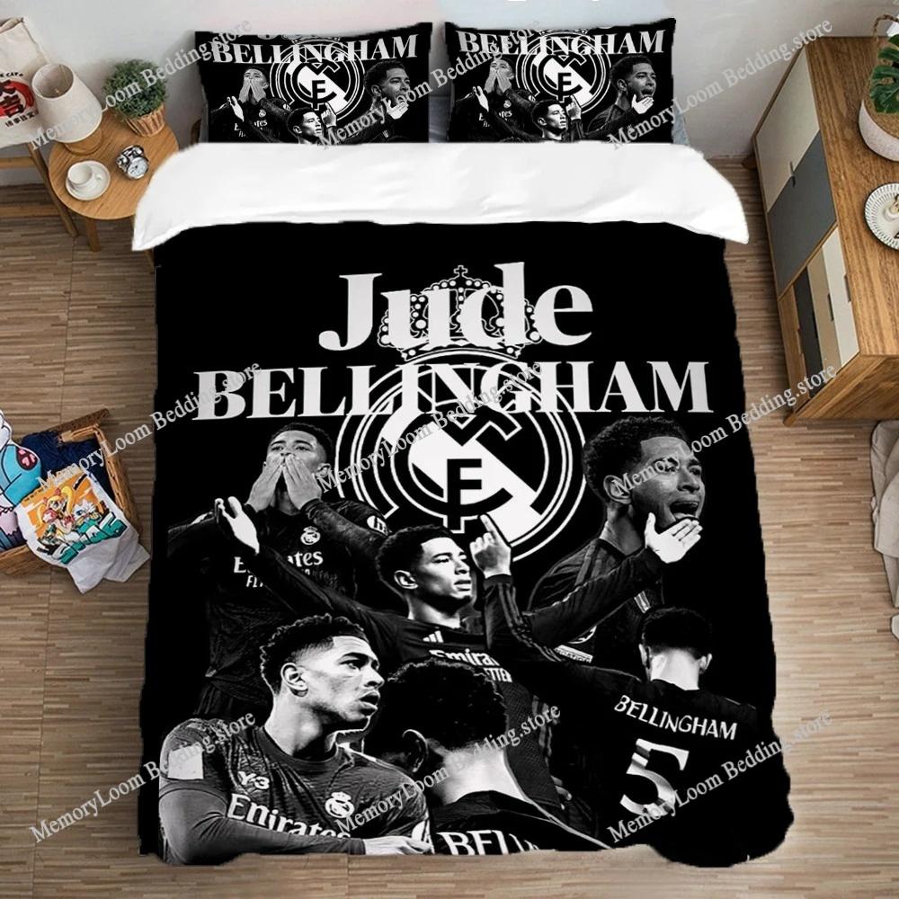 Housse de couette Taie d'oreiller Jude Bellingham Ensemble de literie de football Pour adulte Garçon Fille Décoration de chambre à coucher Cadeau pour enfant Tailles US EU AU EU Single 135x200cm