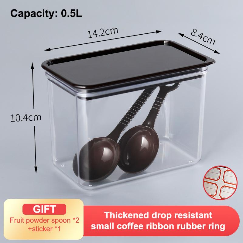 Airtight Food Storage Coffee Powder Container Witith Spoon For Milk Tea Shop Transparent Kitchen Organizer Spice Soybean Storage
