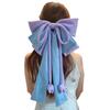 Elegant Purple Hair Bows Clip With Long Ribbon Fashion Headdress Hairpieces Barrette Hairpin For Women And Girls