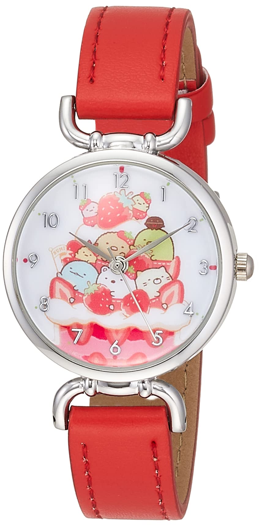 

Sumikko Gurashi Watch Analog Waterproof Leather Strap Cafe Sumikko Strawberry Fair WW21059SXSG Girls Red [Alias]