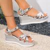 Fashion 2025 Buckle Strap Women's Sandals Open Toe Wedge Heel Fashion Platform Summer Casual Sandals Comfortable Plus Size Shoes Ladies