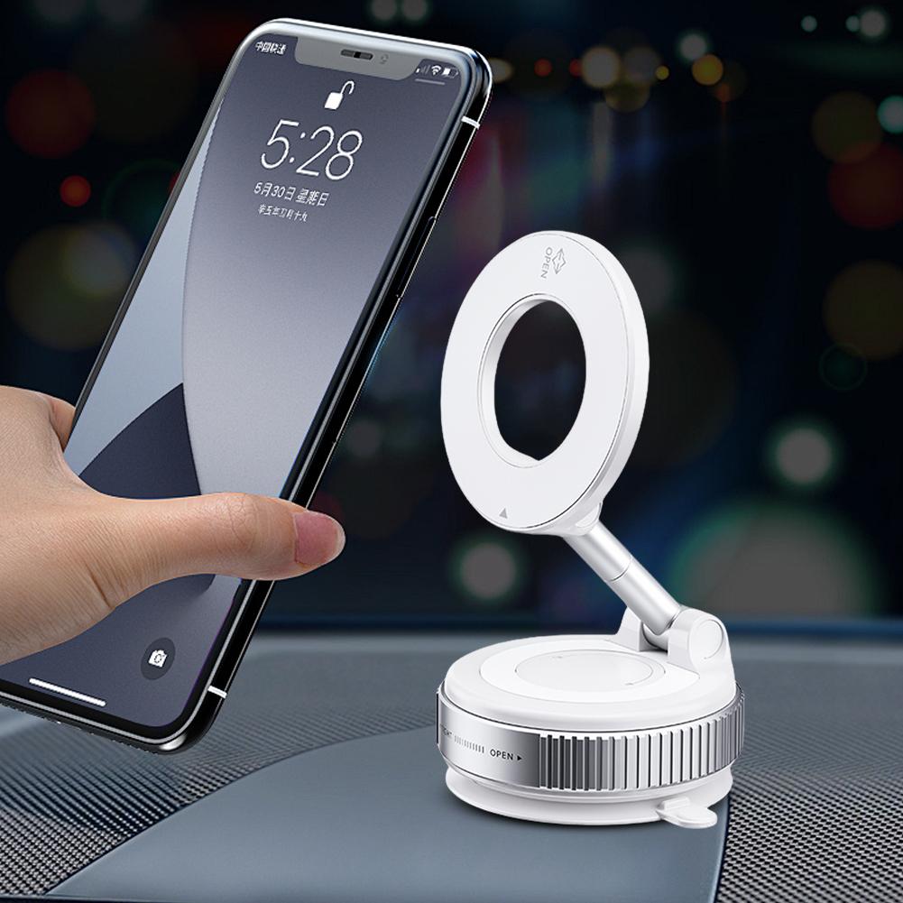 Magnetic Vacuum Car Mount Phone Holder Vacuum Suction Cup Car Phone Stand Folding Mobile Phone Stand for Gym Bath Shower