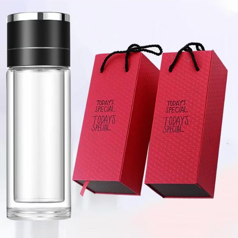 Etravel One-Touch Open Double-Layer Glass Tea Infuser Bottle