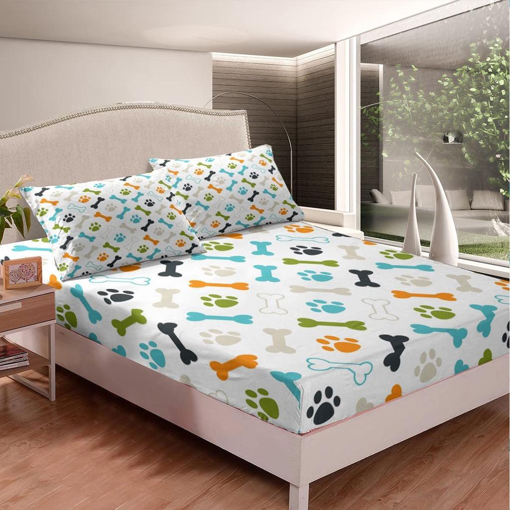 Cartoon Bone Pattern Bed Hat Three-Piece Digital Printing Bedding Bed Hat Three-Piece Set Children And Adults
