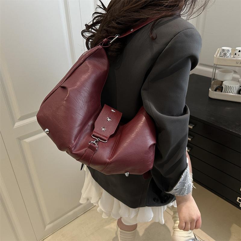 Yogodlns New Casual Fashion Hobos Bags for Women Retro Sling-shoulder Crossbody Bag Versatile Ladies Purse High Quality PU Leather Handbag