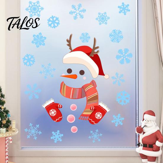 Removable Party Decals Christmas Window Clings, Cartoon Antlers Snowman Wall Stickers, Waterproof PVC Supplies Decorative for Home Glass Windows