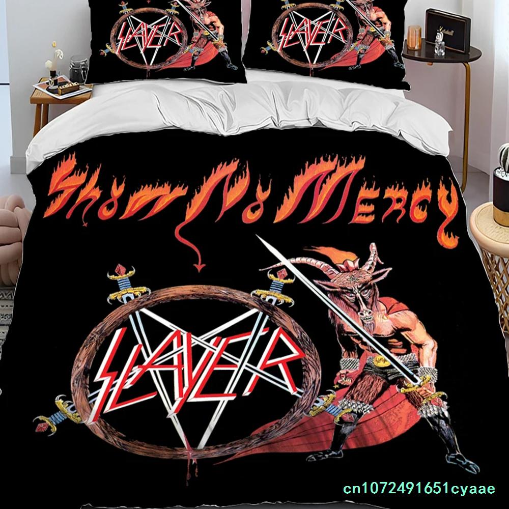 Slayer Heavy Metal Band Music Comforter Bedding Set,Duvet Cover Bed Set Quilt Cover Pillowcase,king Queen Size Bedding Set Boys