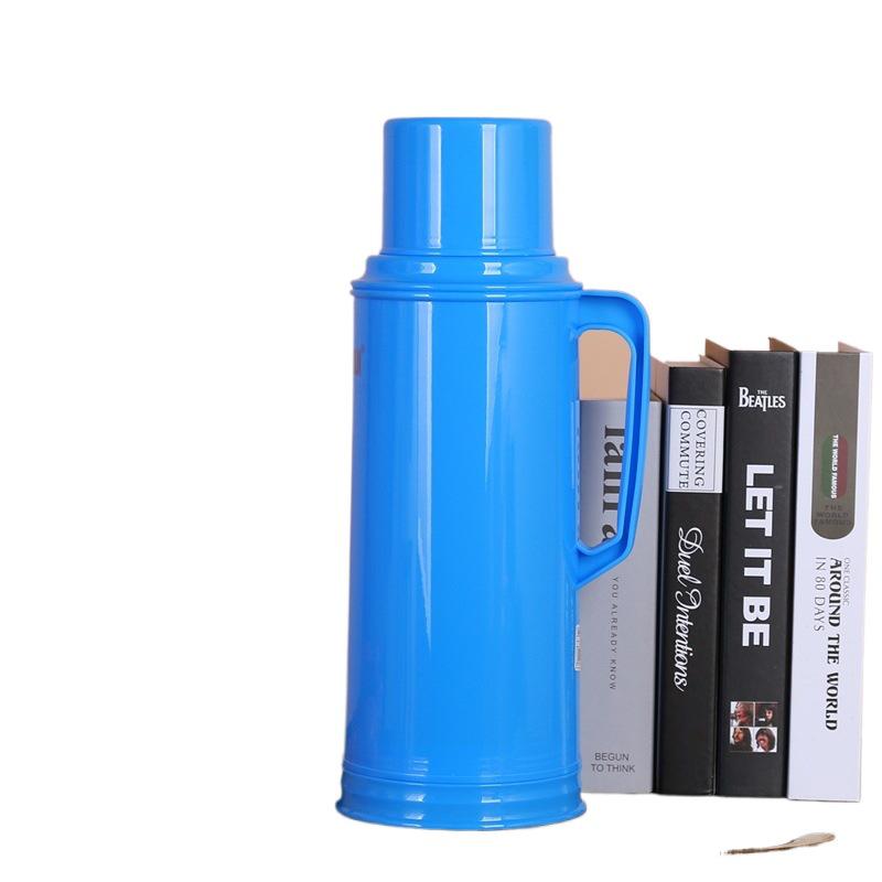 2L Vintage Thermos Flask with Leather Insulation for Dorm/Home - Small, Plastic Shell for Boiling Water