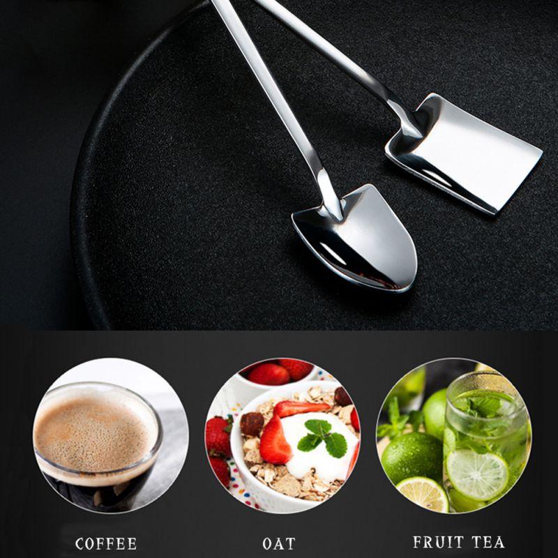 Creative Stainless Steel Shovel Spoon Coffee Spoon Ice Cream Dessert Scoops Teaspoon Kitchen Scoops Fashionable Tableware