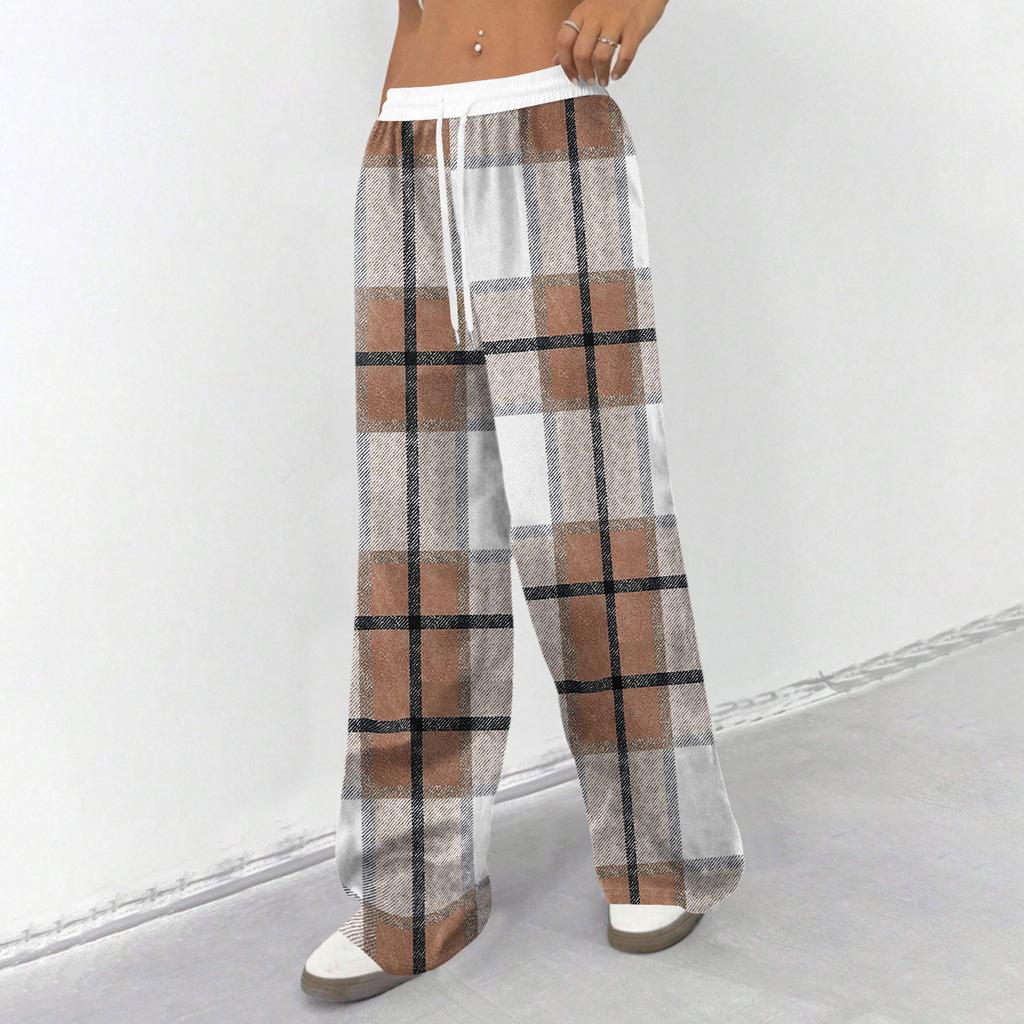 Women's Casual And Fashionable  Elastic Waist Loose Wide Leg Pants