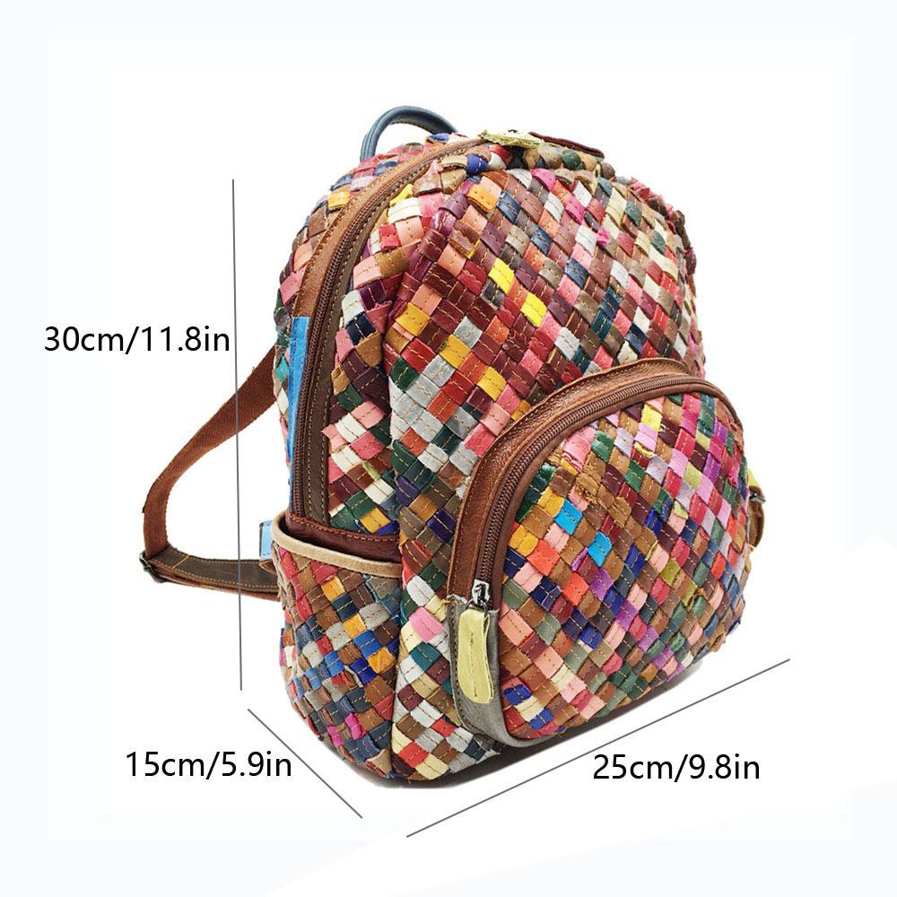 Modne Torby Damskie, Plecaki Skórzane, Łączona Kolorowa Skóra Bydlęca, Ręcznie Plecione Plecaki, Torby Damskie