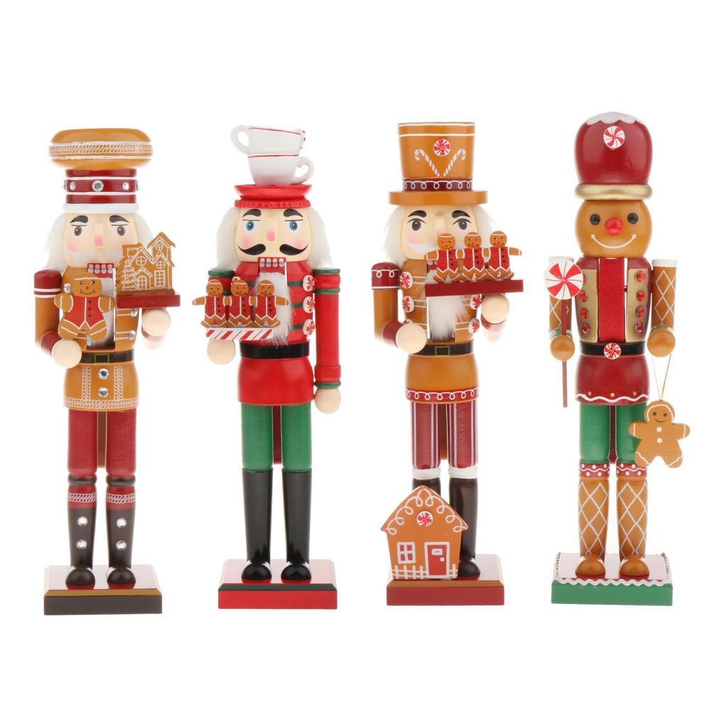 Wooden Nutcracker Soldier Figurines Ornaments 36CM Nutcracker Puppet Dolls Desktop Crafts Kids Gifts Christmas Decorations