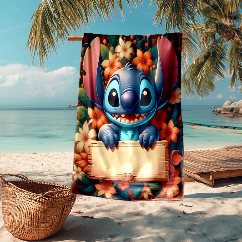 Ultra-Soft Beach Towel with Stitch Theme,Ideal for Pool - Camping, Diving - Perfect Travel Essential, Vibrant Beach Towel.