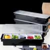 3/4/5/6 Grids Compartmental Seasoning Box Detachable with Lid Compartment Trays Dust-proof Plastic Seasoning Tank Bar