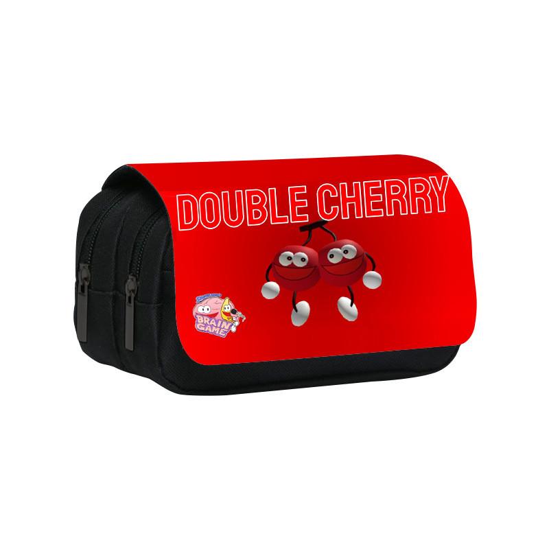 Shovelware Brain Game Doublelayer Pencil Case With Fruit Doodle Design For Students And Kids