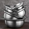 Stainless Steel Drain Basket Fruit Vegetable Washing Basin Rice Sieve Filter Kitchen Salad Egg Mixing Bowls Drainer Container