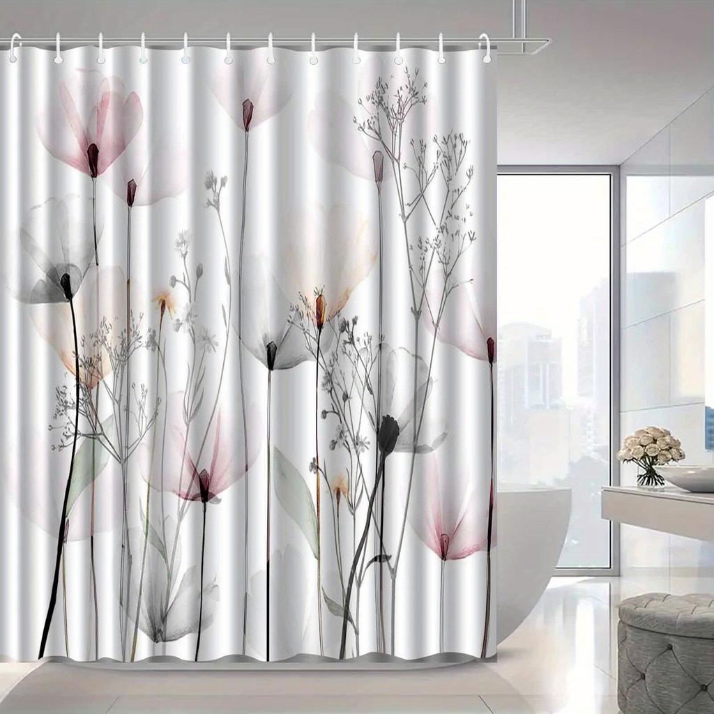 Various Pattern Shower Curtain With Hooks Easy Install Waterproof Washable For Home Hotel Bathroom Decor