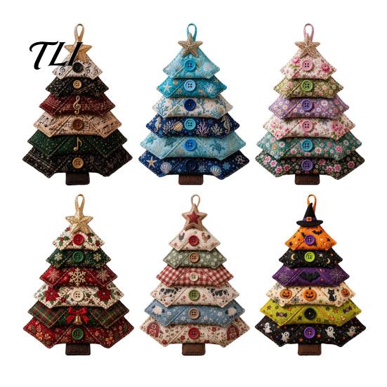 Step by Sewing Project DIY Quilted Fabric Tree Kit, Halloween Craft Fall Crafting Kits for Adults Handmade Christmas Hanging Ornament Holiday