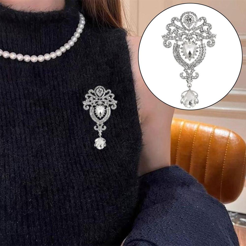 Teardrop Shape Crystal Brooch Luxury Crystal Brooch Pins  Dress Suit Accessories