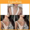 French Pearl Necklace Geometric Design Handcrafted Org Glass Pendant For Women