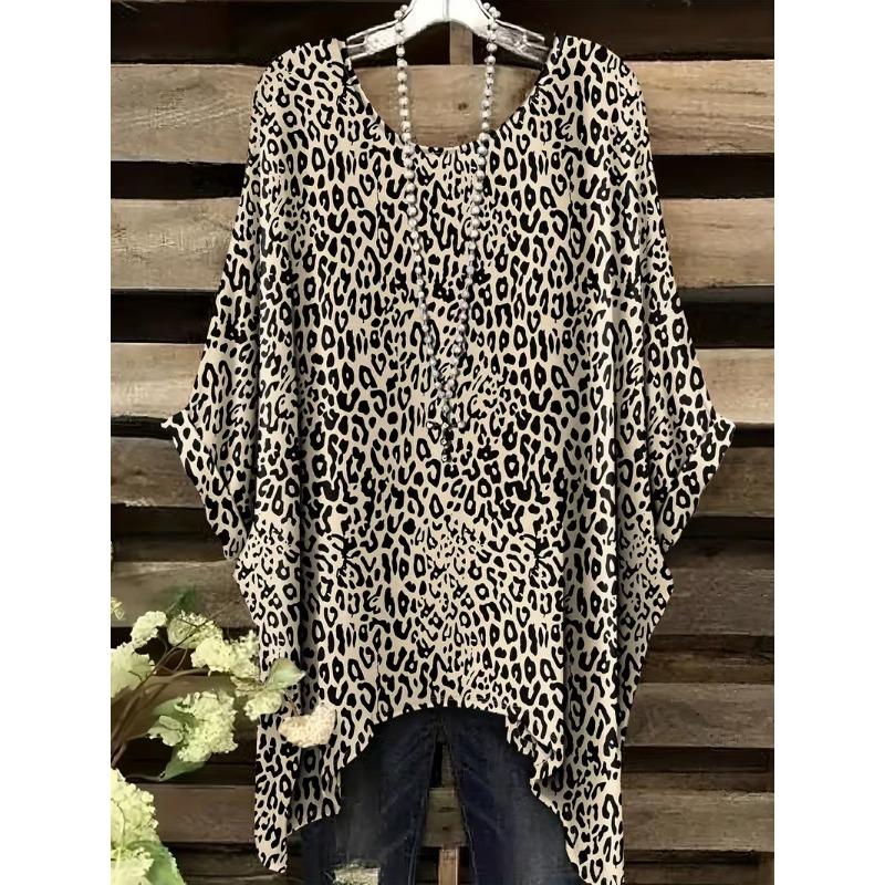 Fashion New Arrival Plus Size Bastet Egyptian Cat Goddess Print Women's Top Elegant Casual Style Round Neck Long Sleeve T-Shirt