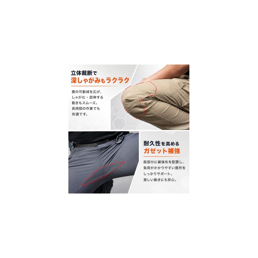 Kayiyasu Outdoor Cargo Pants, Work Bottoms for Men, Multi-functional Pockets, Abrasion Resistant,