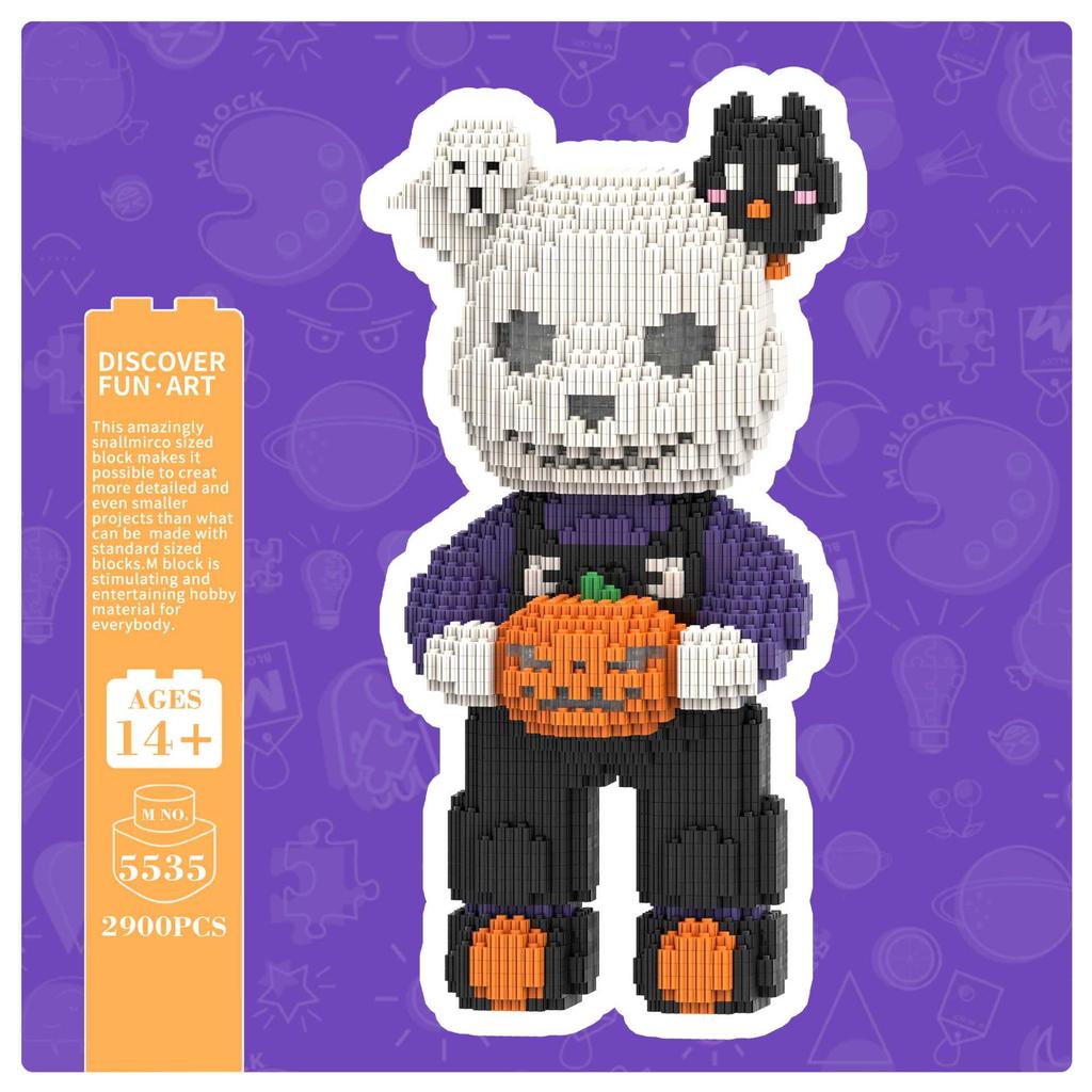Kreatives Halloween Geist Kürbis Skelett Bär 3D Puzzle Bausteine Montage Ziegel Bauspielzeug für Heimdekoration